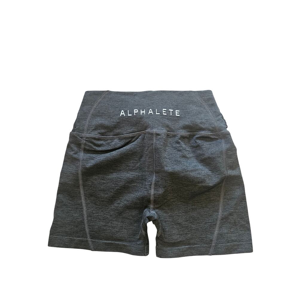 Alphalete compression bike shorts womens medium dark gray gym workout Activewear